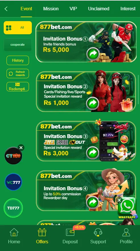 877Bet interface